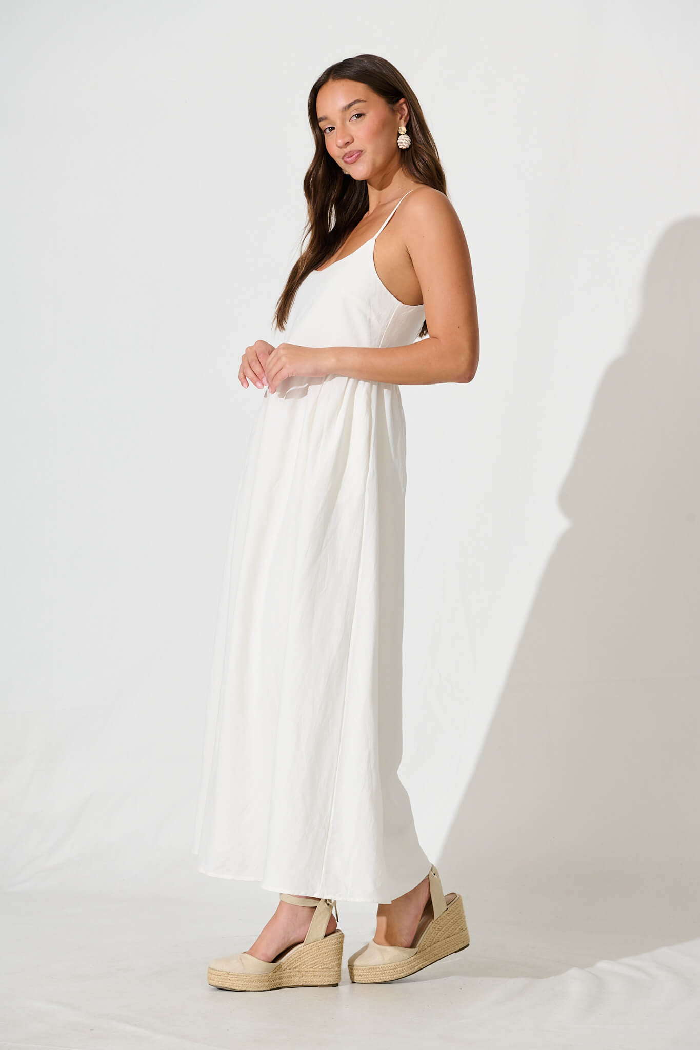 White Linen Maxi Dress - Quinley Sundress