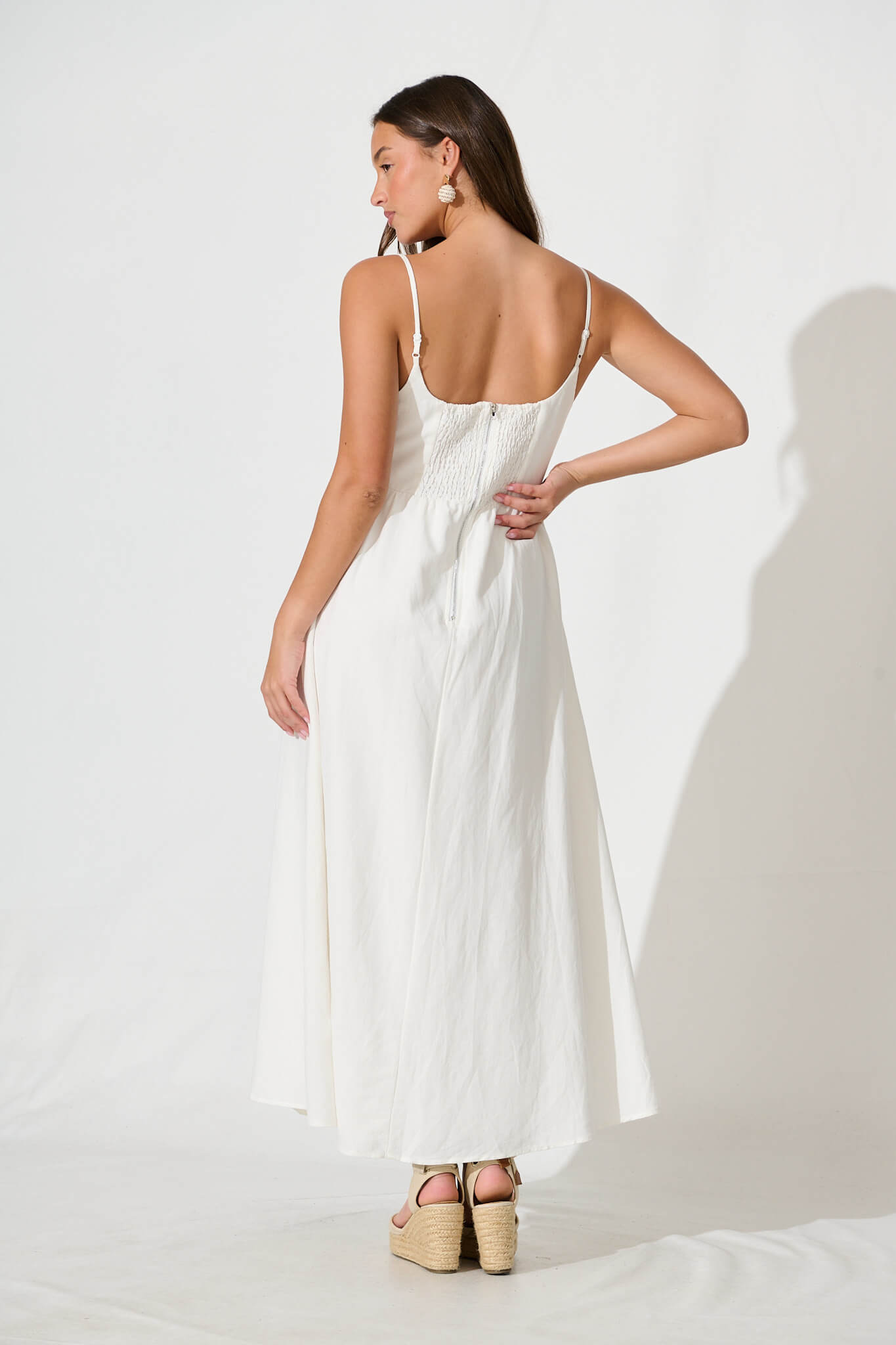 White Linen Maxi Dress - Quinley Sundress