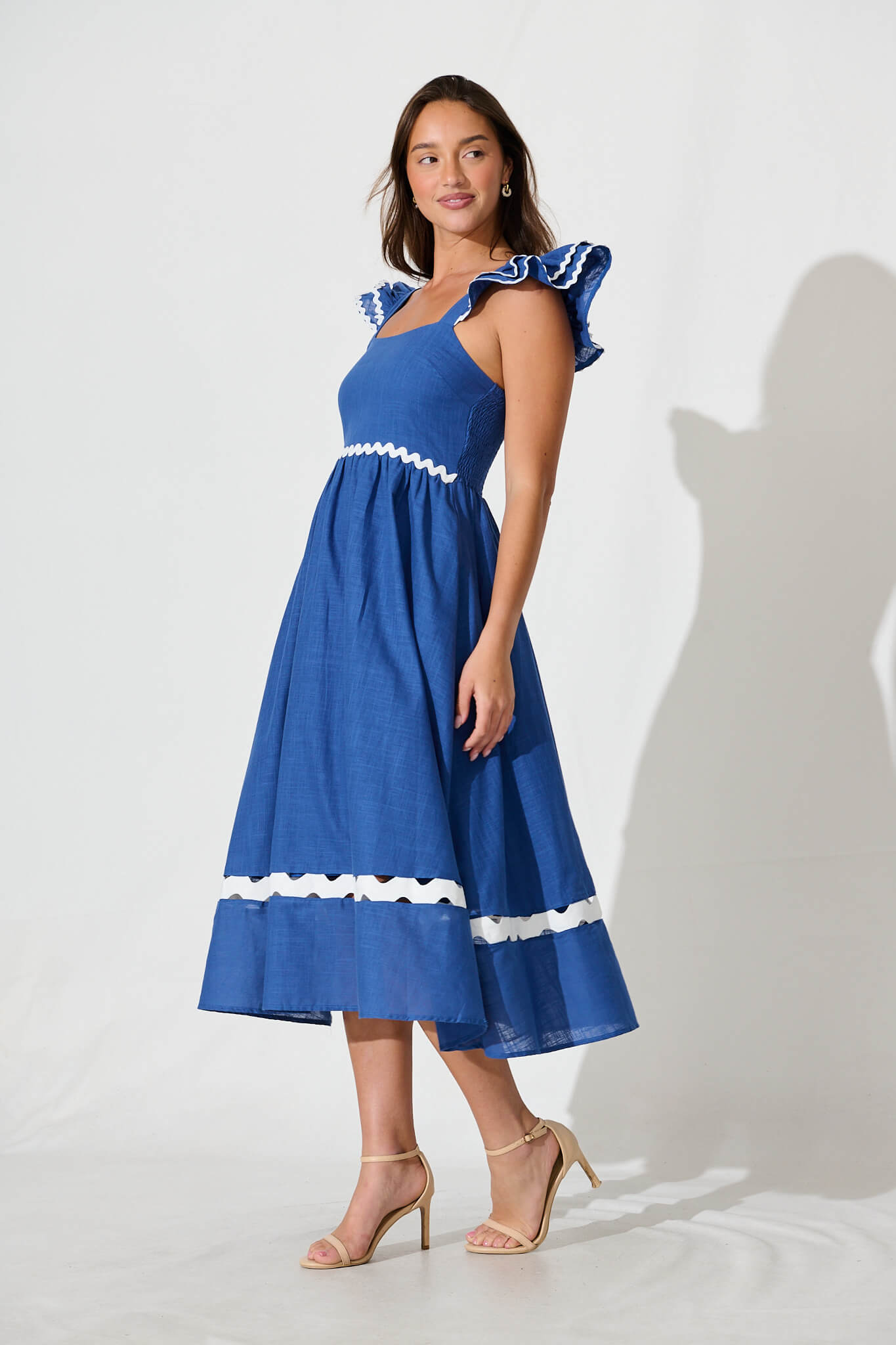 Blue Ric Rac Cotton Midi Dress from Miami