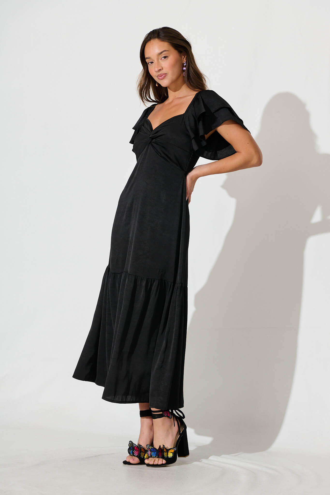 Black Satin Maxi Dress by Constantine