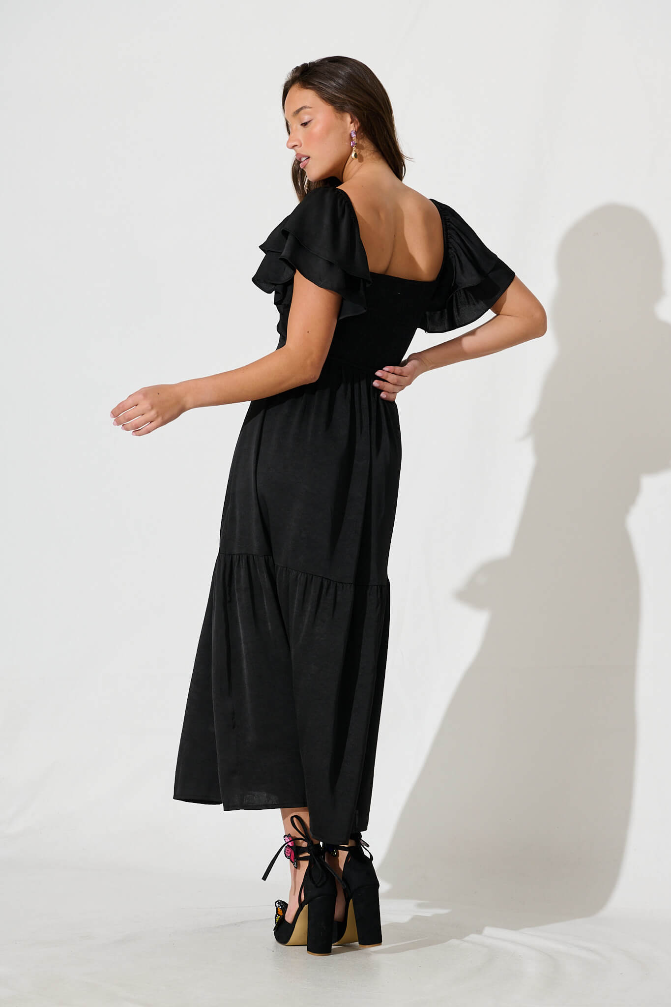Black Satin Maxi Dress by Constantine