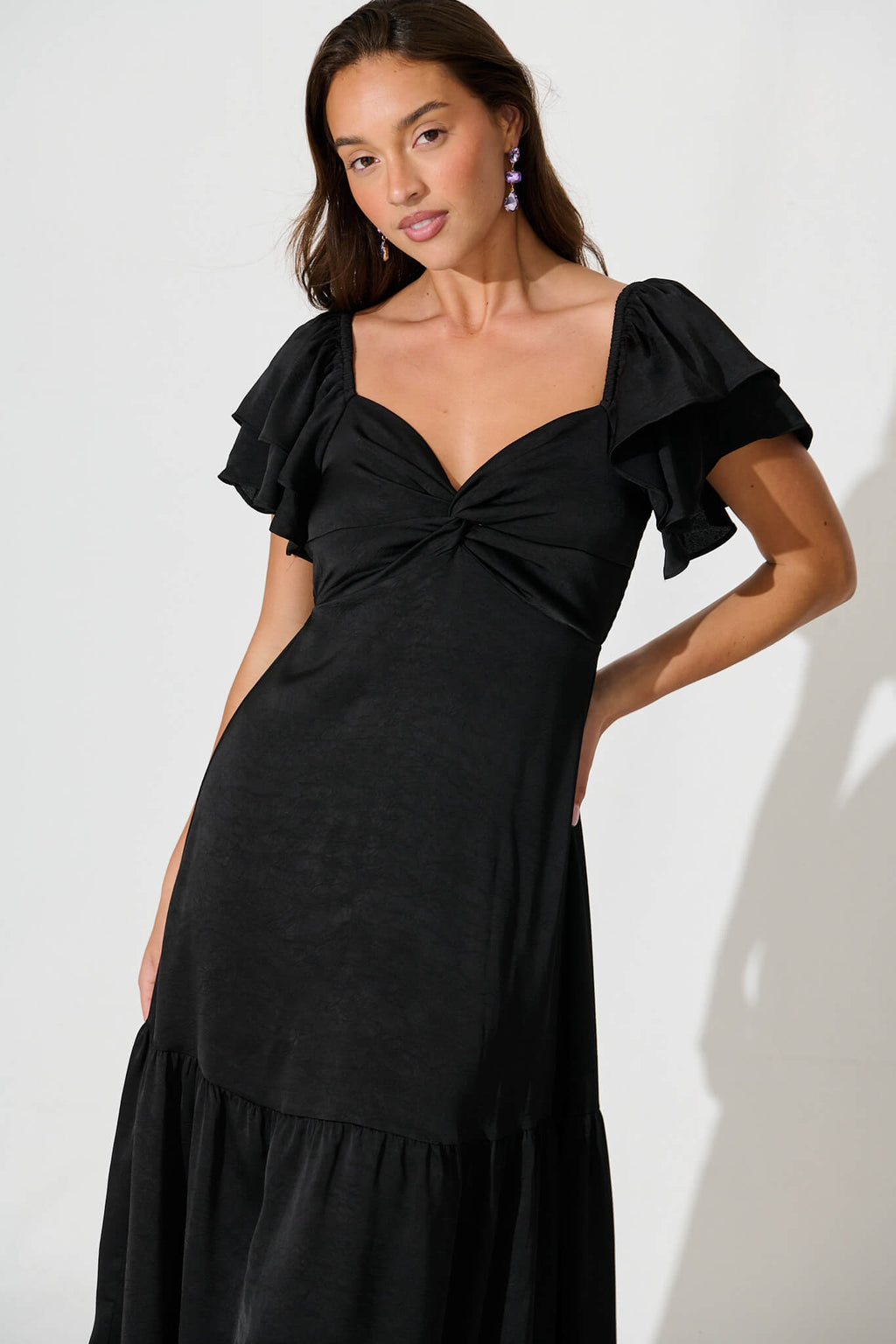Black Satin Maxi Dress by Constantine