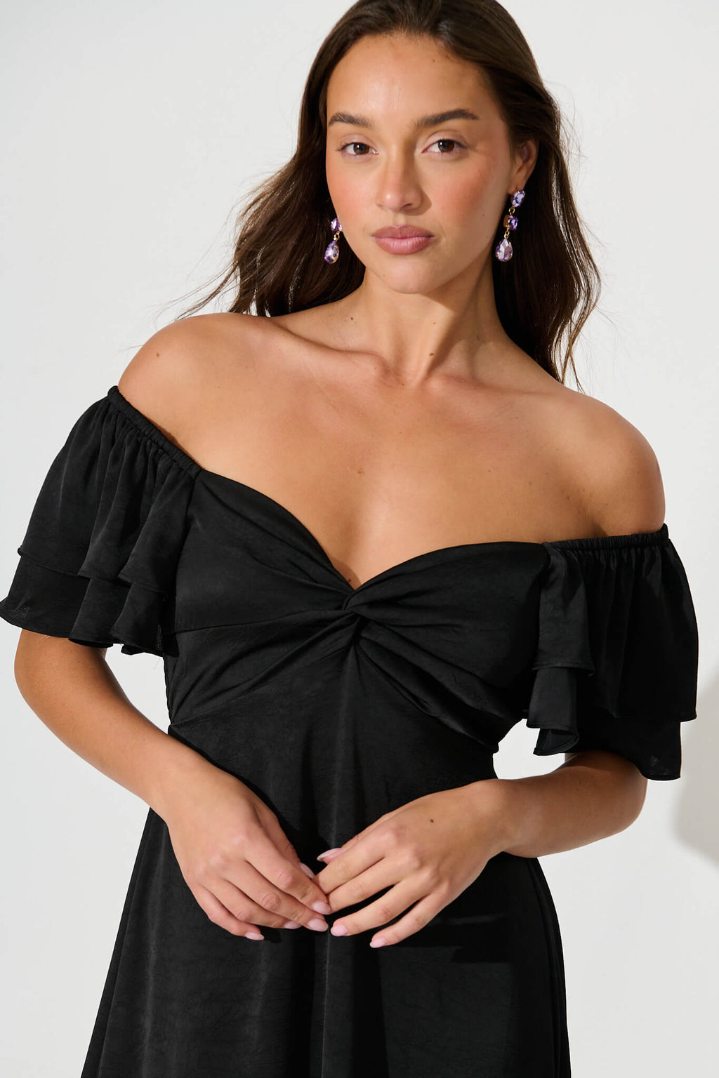 Black Satin Maxi Dress by Constantine
