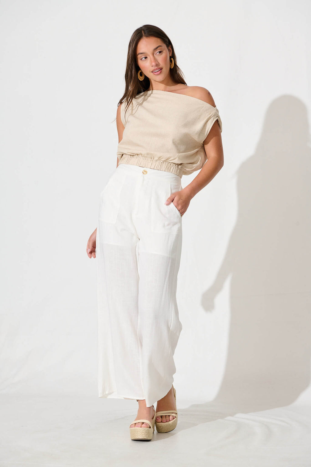 Oatmeal Cotton Linen Blouse