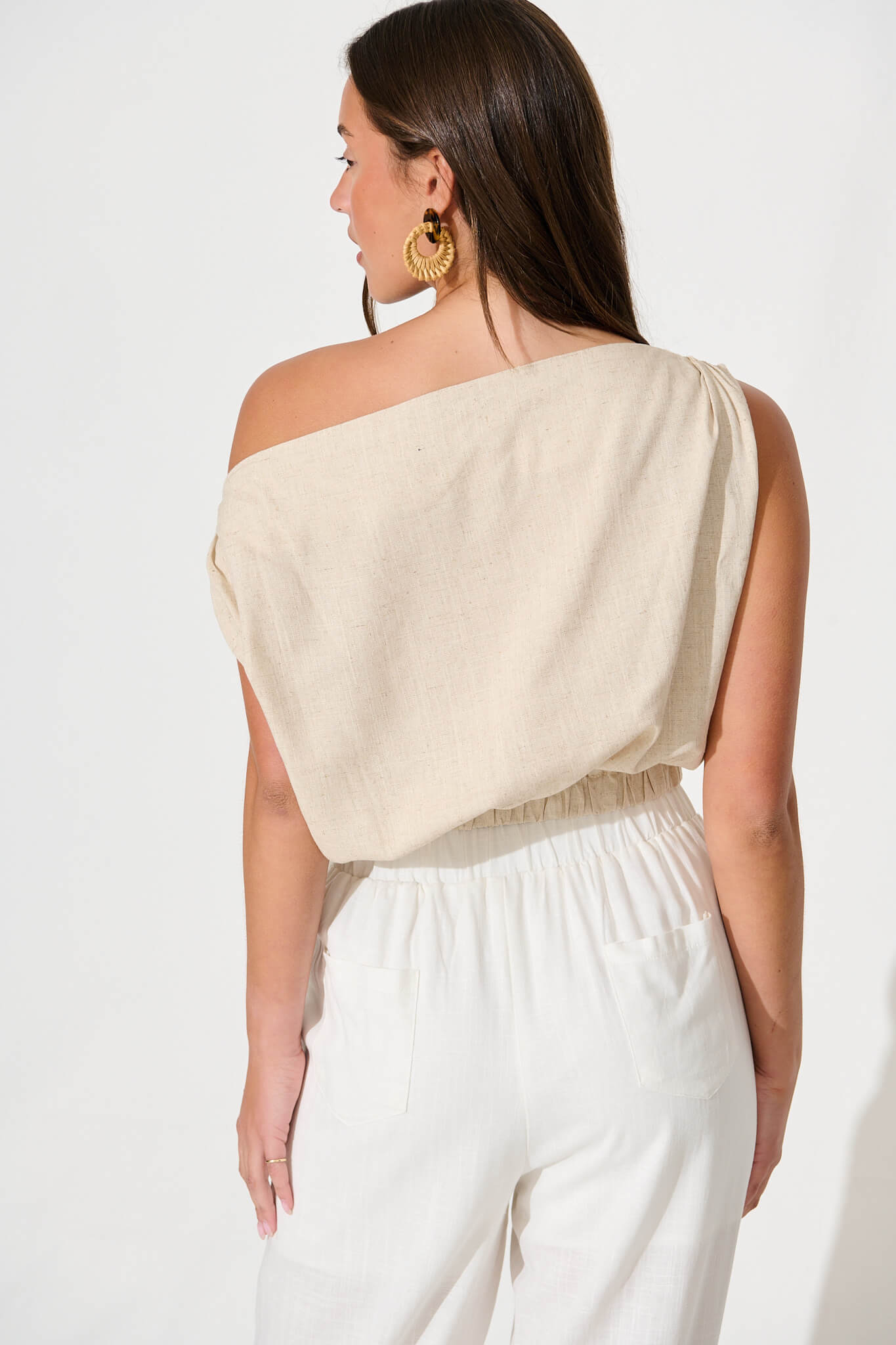 Oatmeal Cotton Linen Blouse