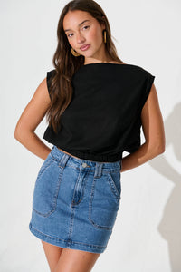 Black Cotton Linen Lucille Blouse