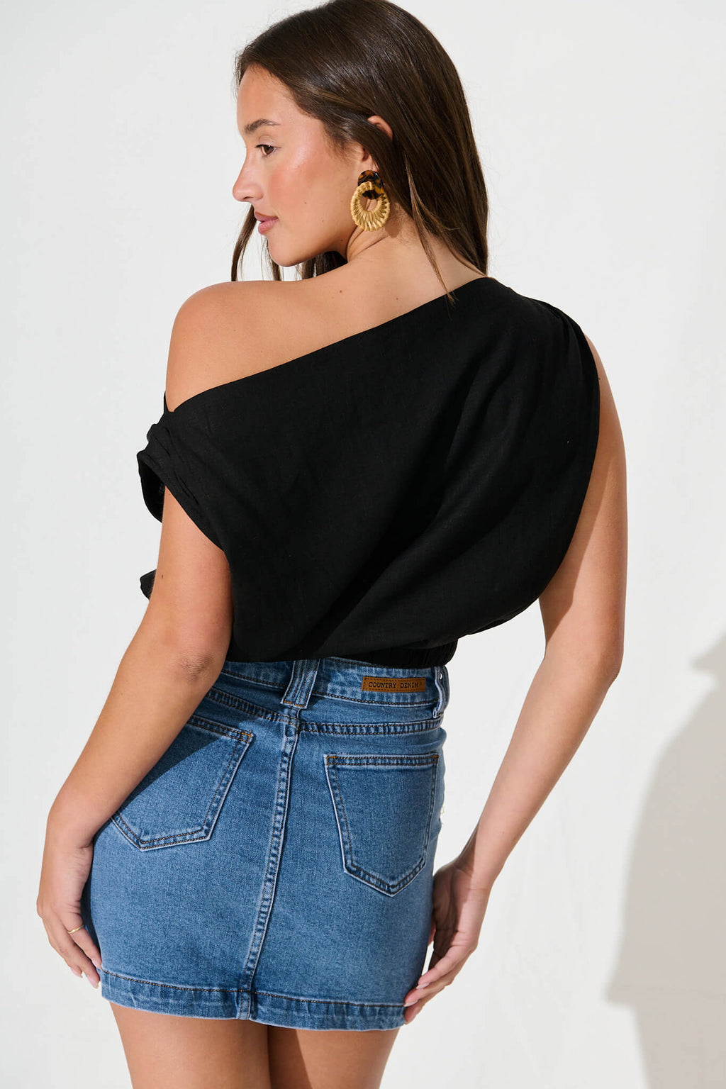 Black Cotton Linen Lucille Blouse