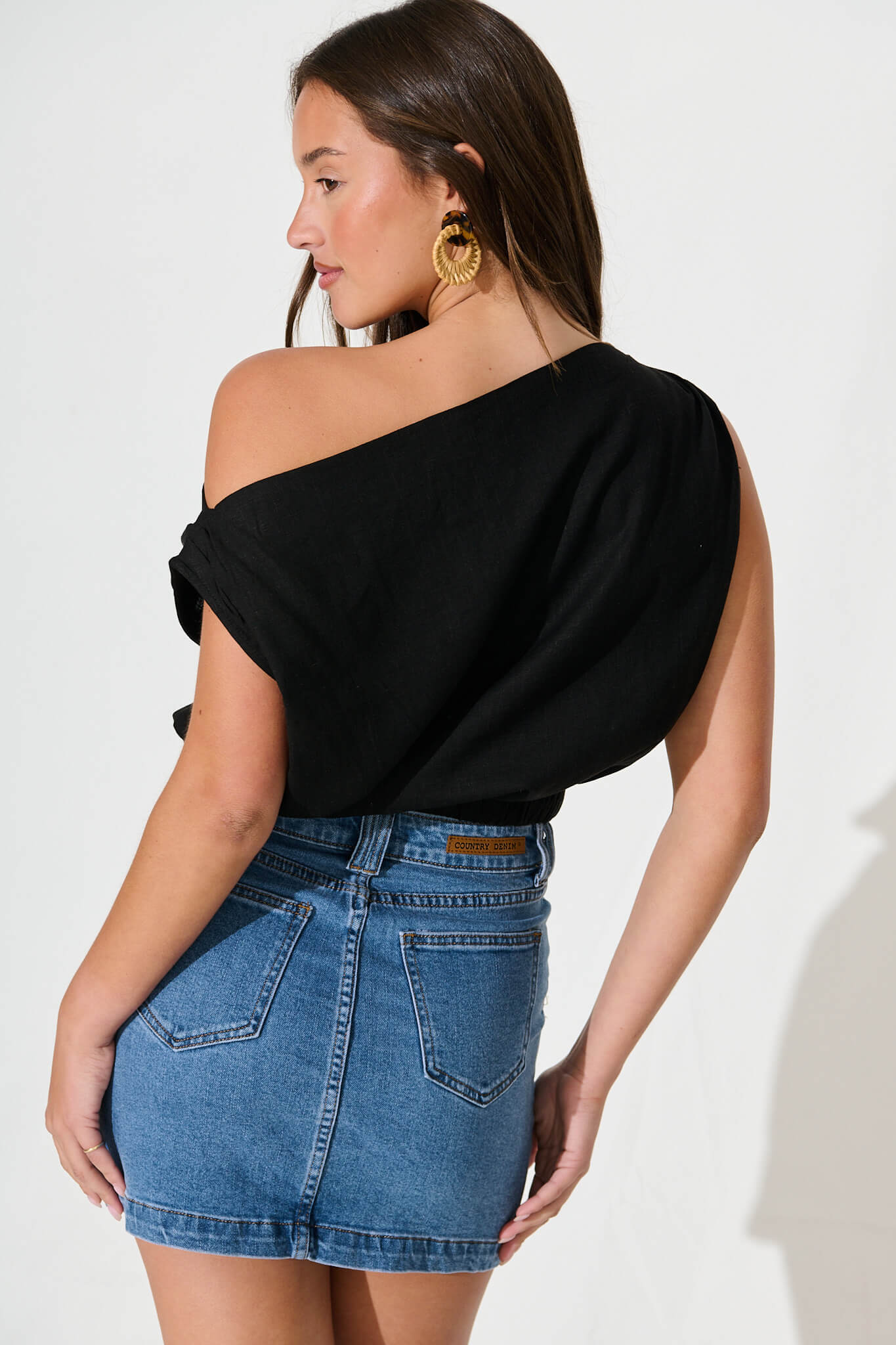 Black Cotton Linen Lucille Blouse