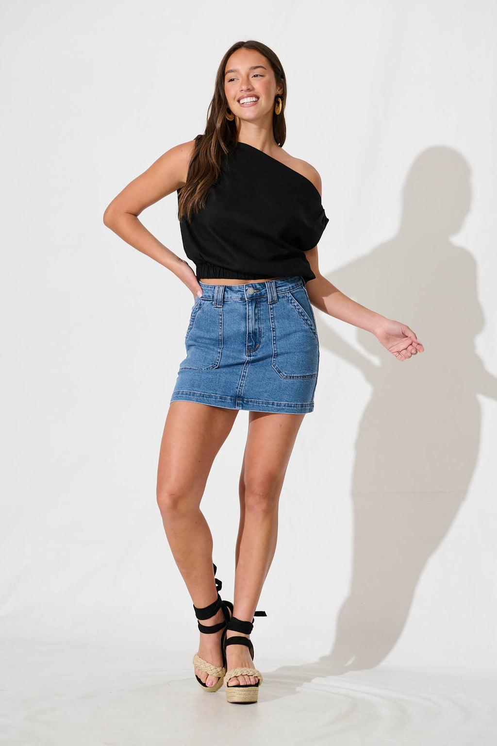 Black Cotton Linen Lucille Blouse