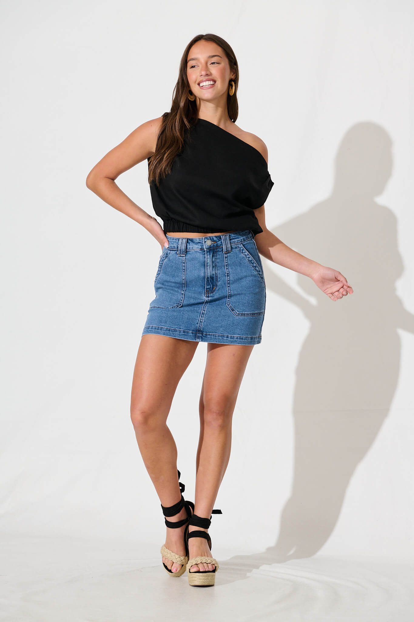 Black Cotton Linen Lucille Blouse
