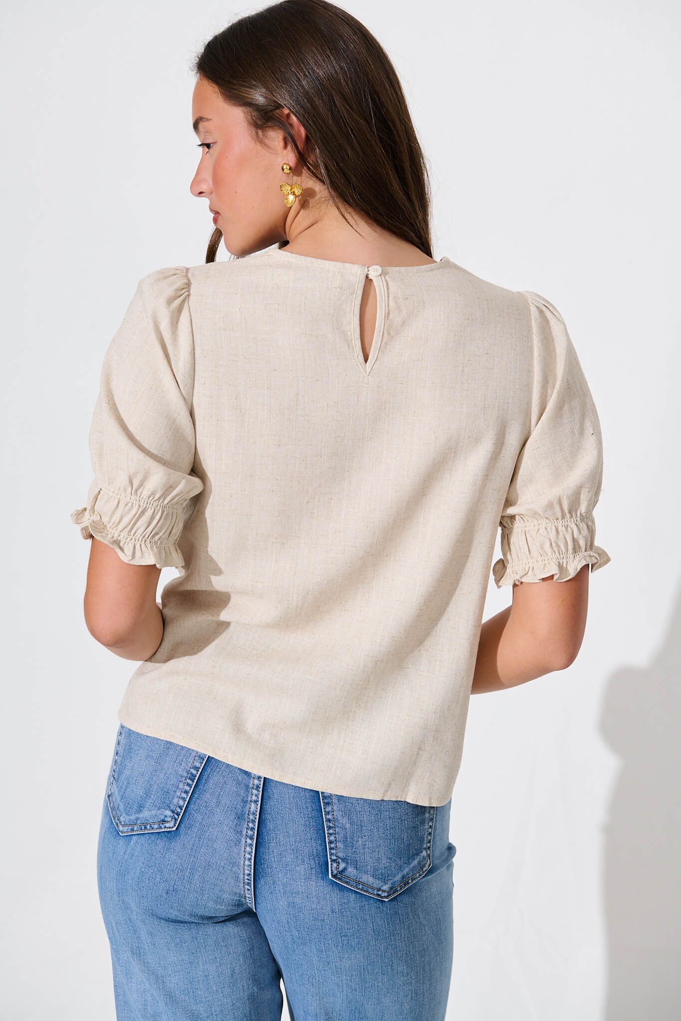 Oatmeal Linen Blend Melanie Top