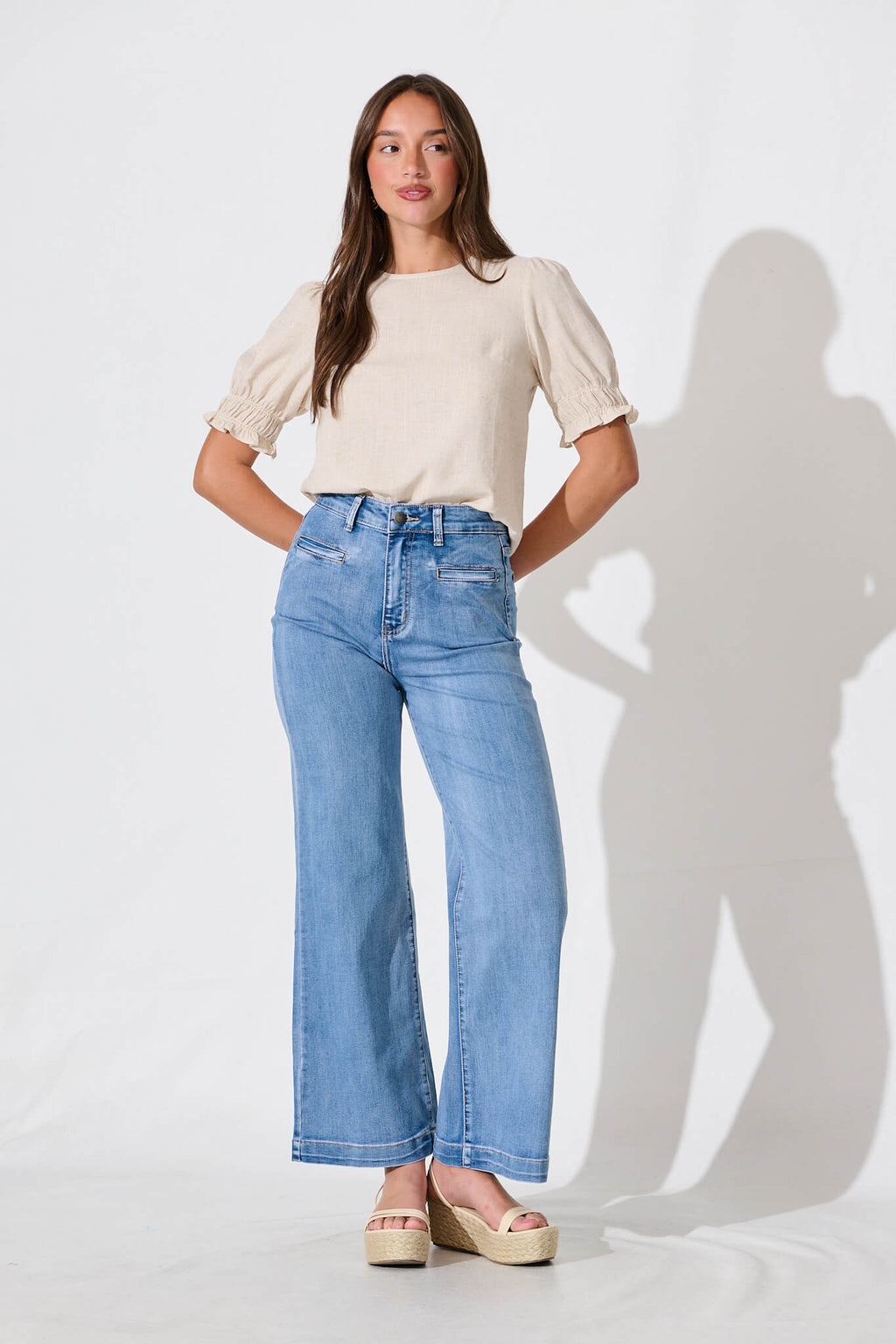 Oatmeal Linen Blend Melanie Top
