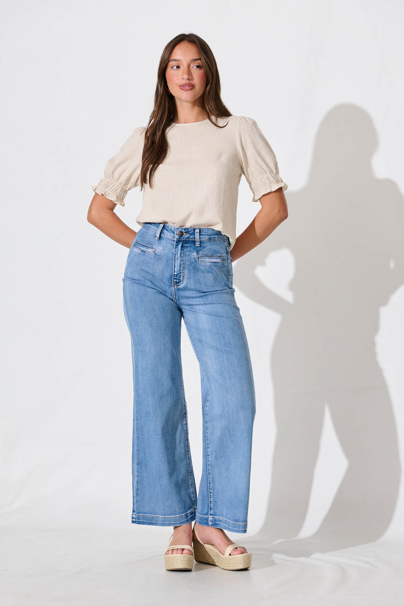 Oatmeal Linen Blend Melanie Top