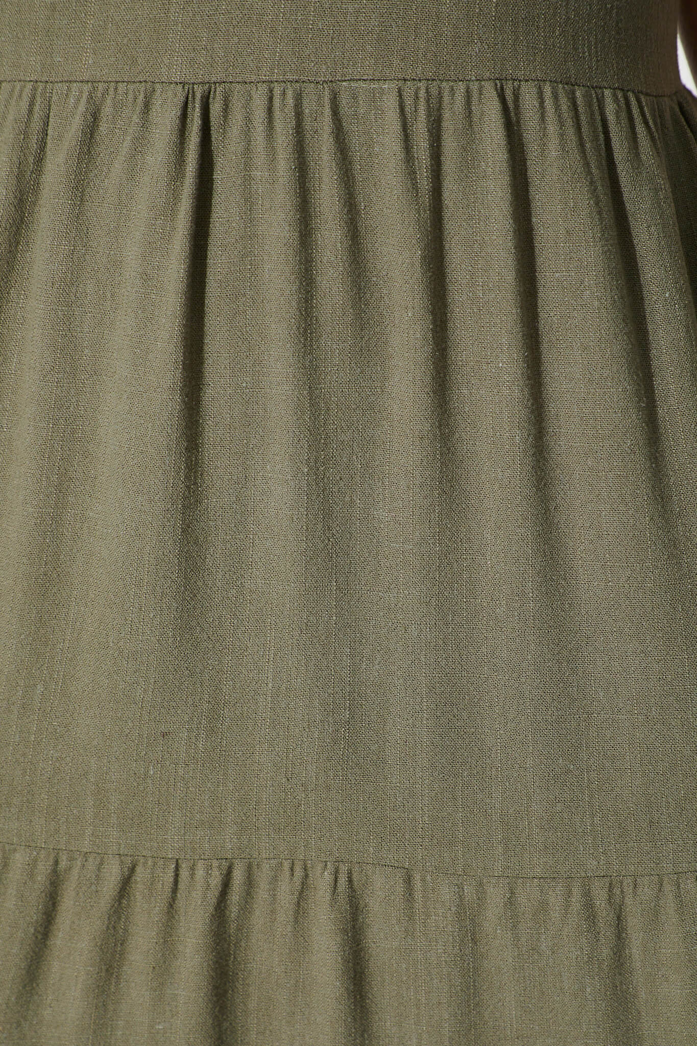 Khaki Linen Blend Midi Sundress for Women
