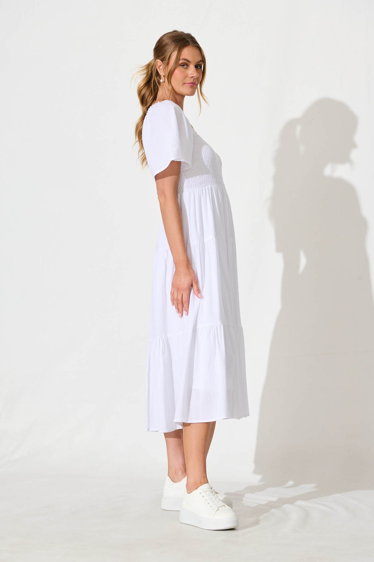White Elegant Midi Dress