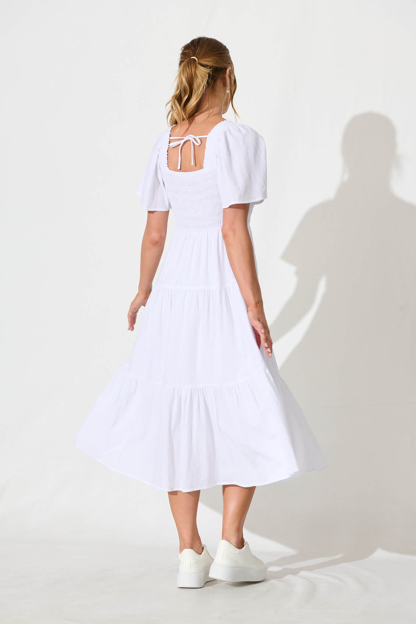 White Elegant Midi Dress