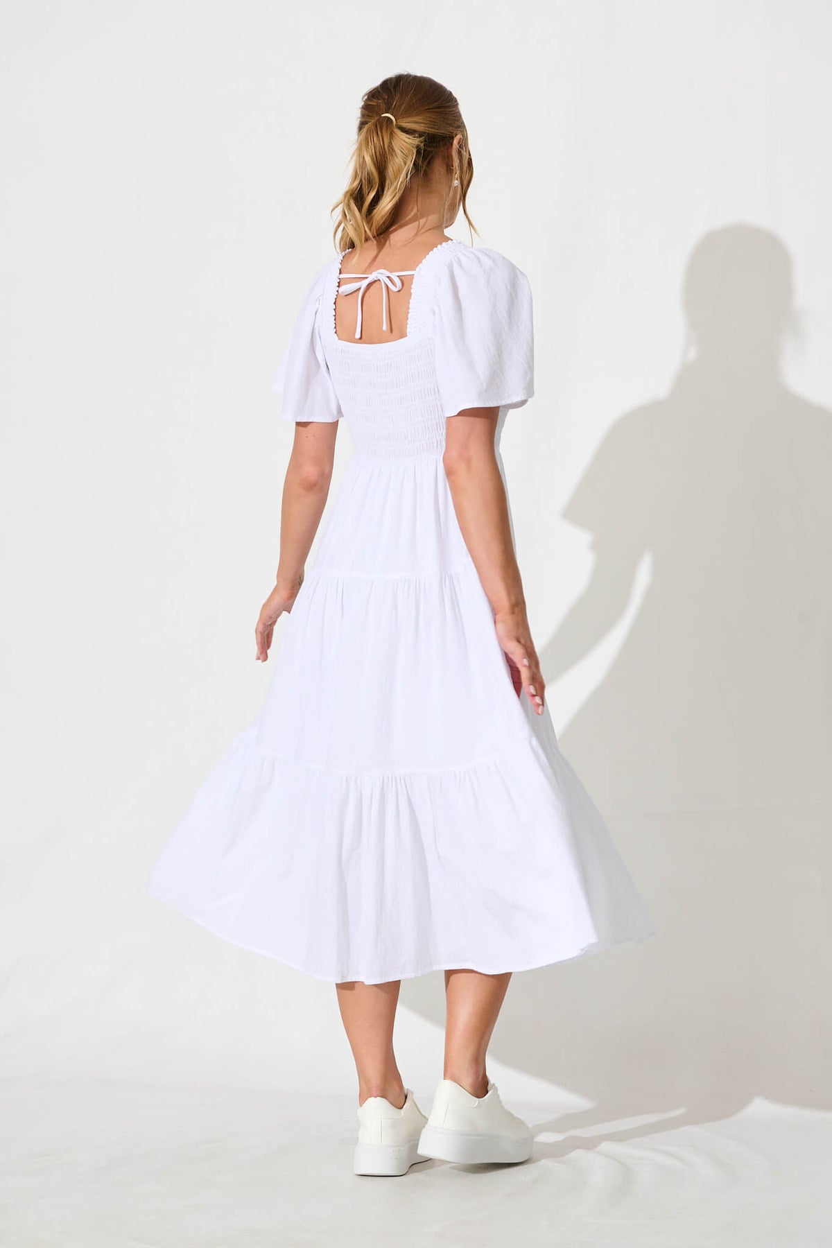 White Elegant Midi Dress