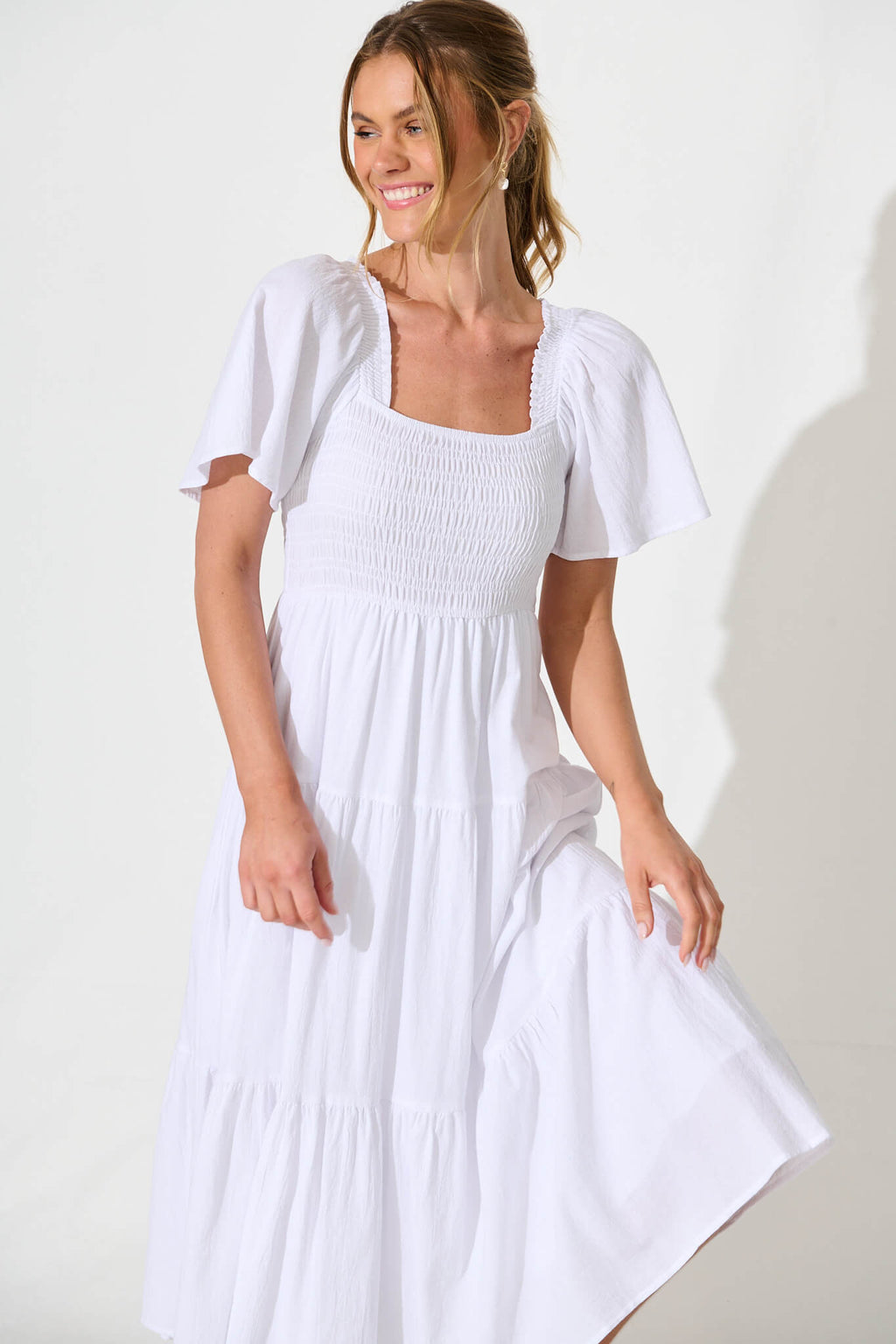 White Elegant Midi Dress