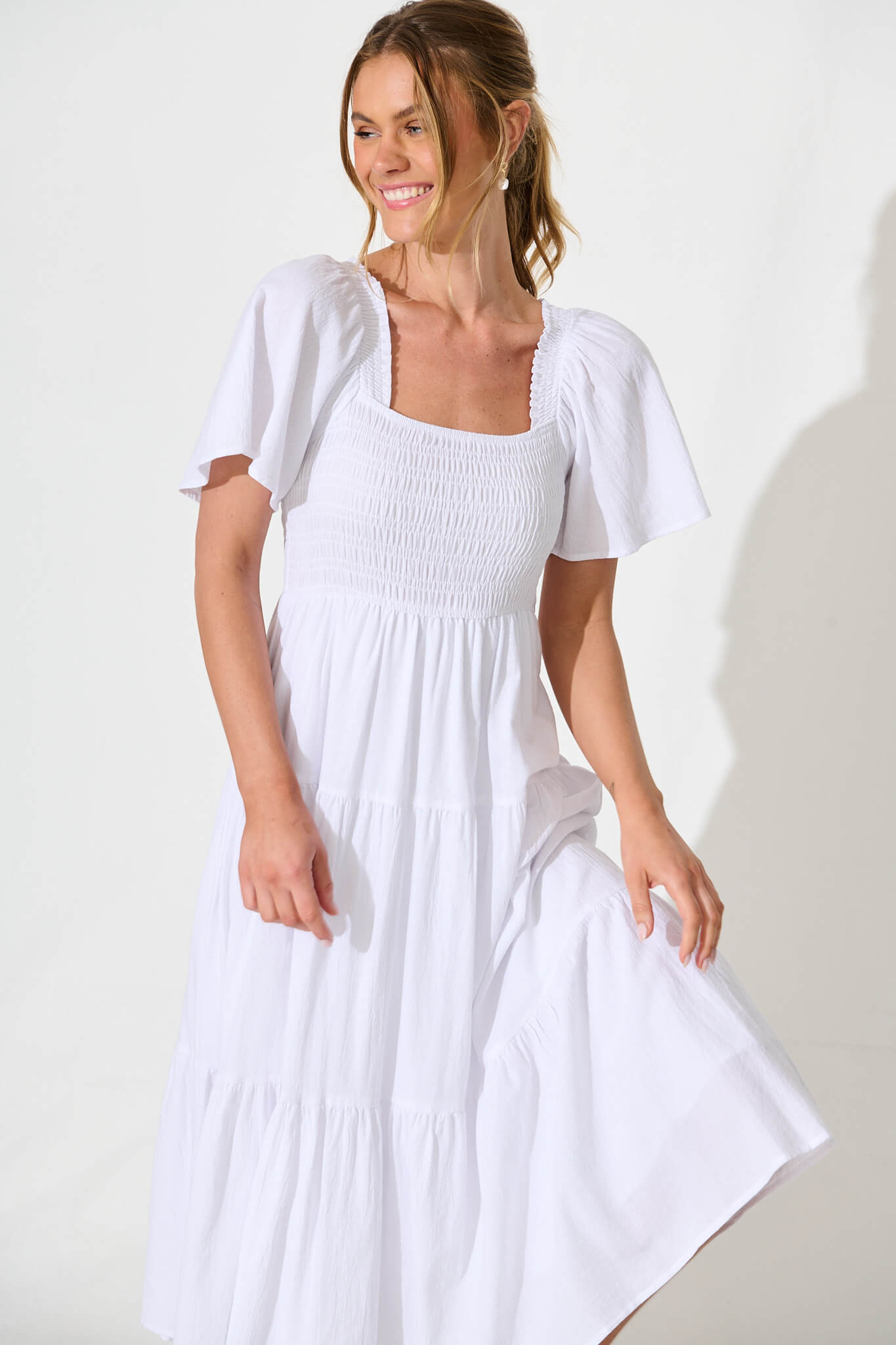White Elegant Midi Dress