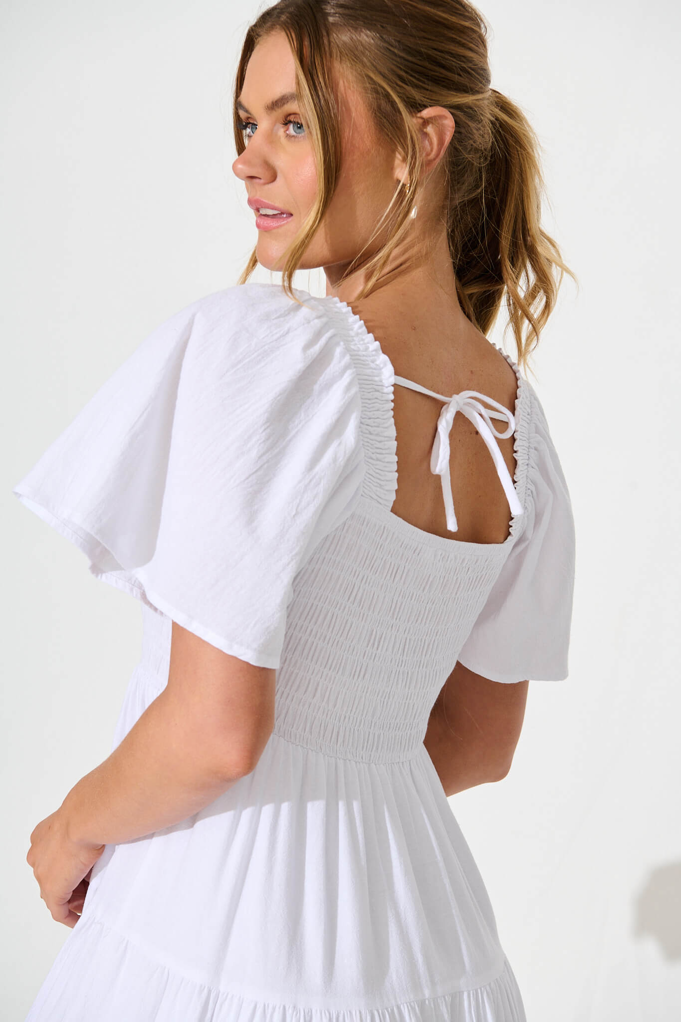 White Elegant Midi Dress