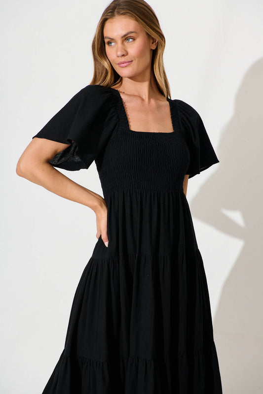 Black Midi Dress by Akino