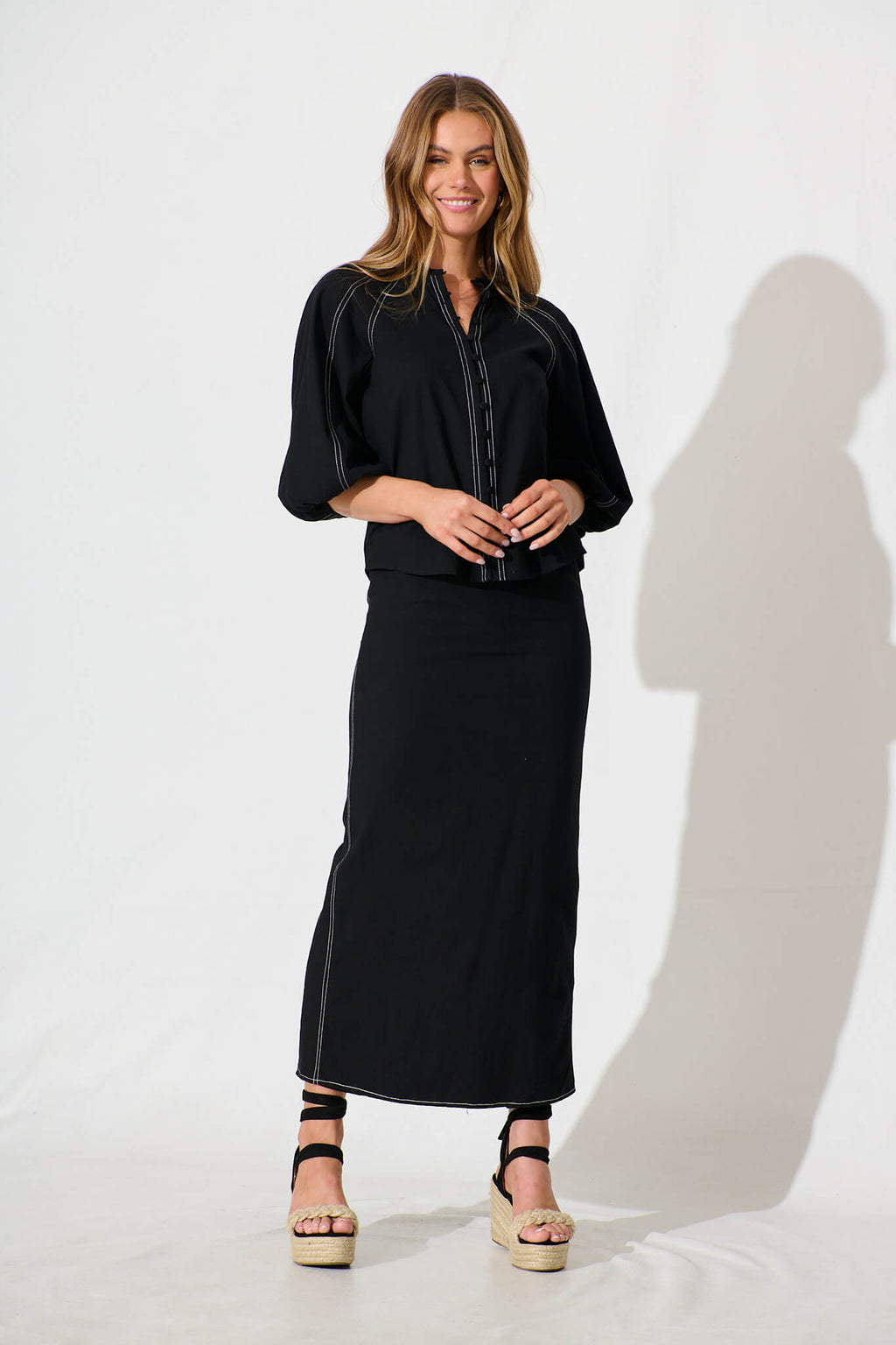 Black Cotton Blend Fab Shirt