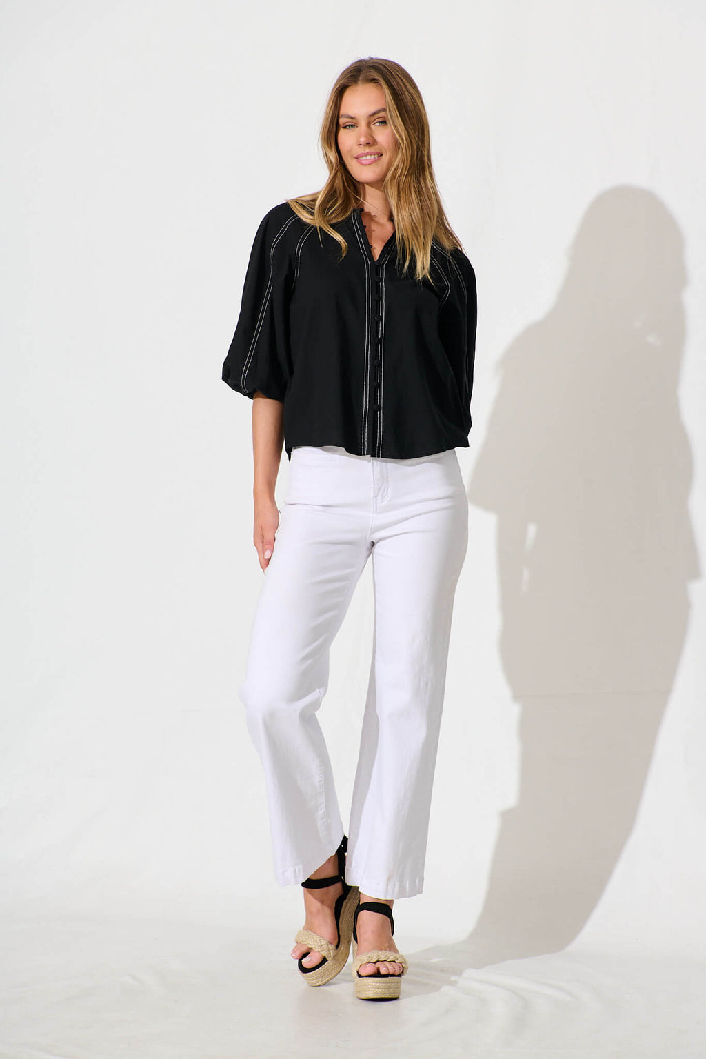 Black Cotton Blend Fab Shirt