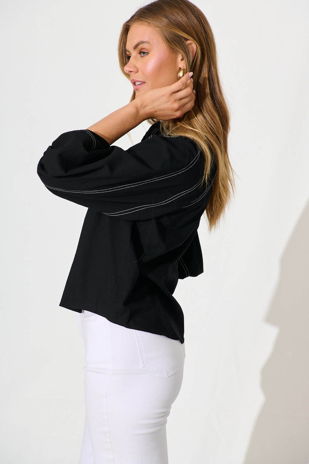 Black Cotton Blend Fab Shirt