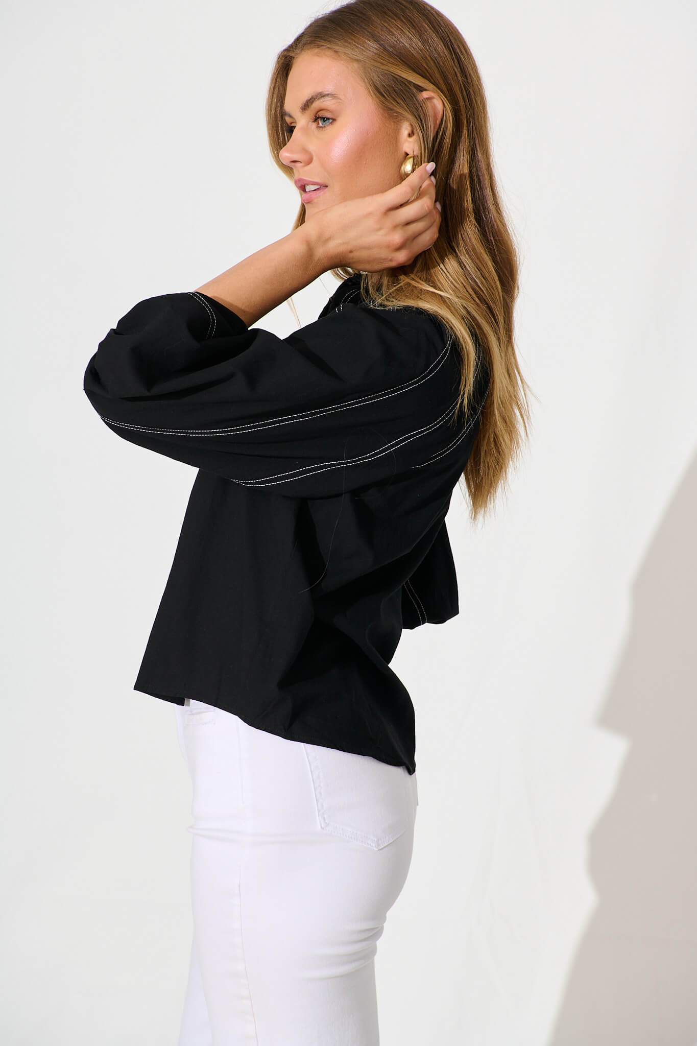 Black Cotton Blend Fab Shirt