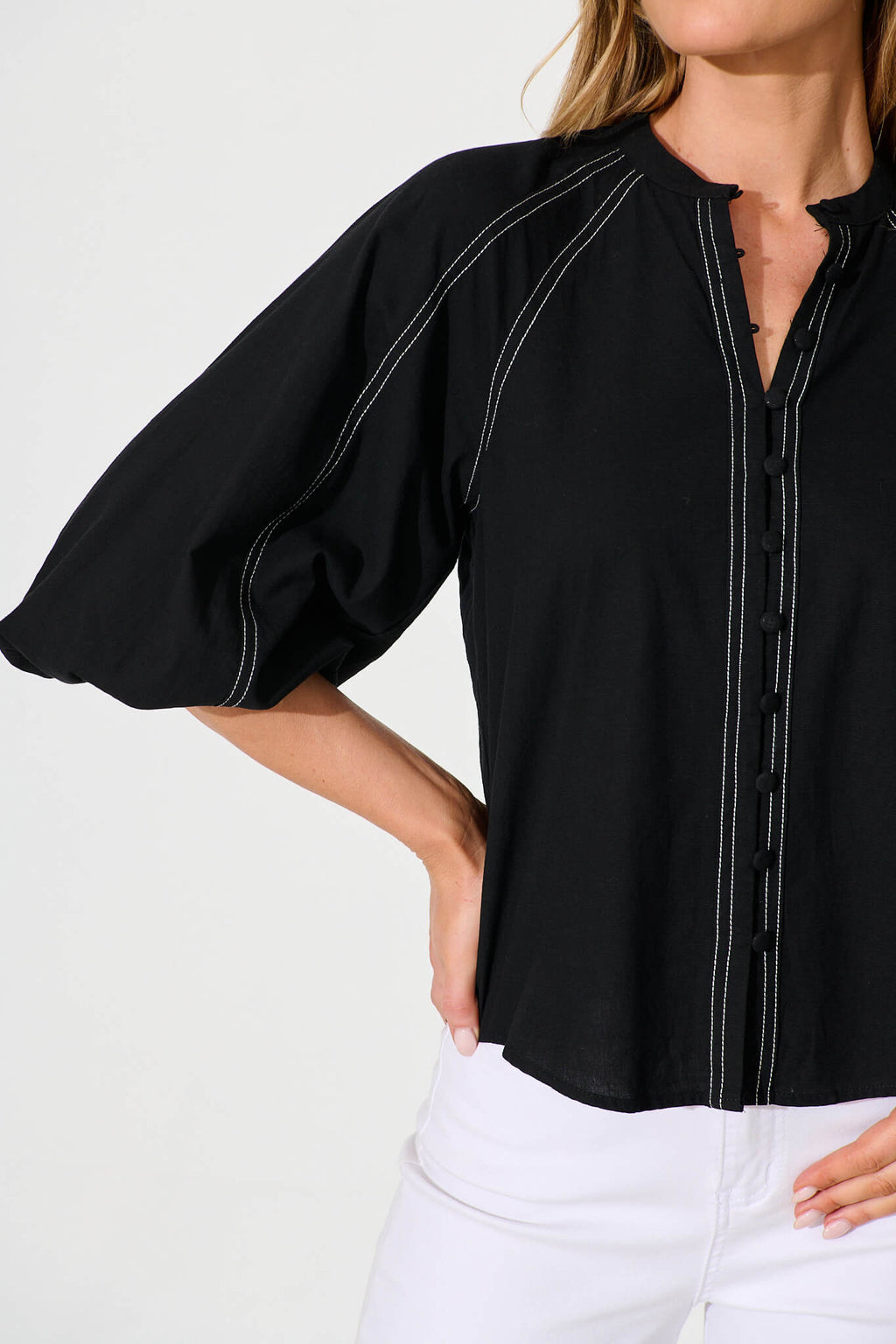 Black Cotton Blend Fab Shirt