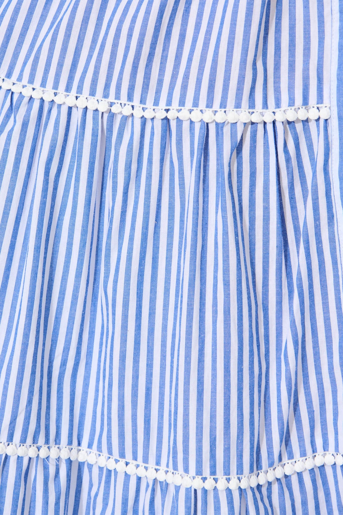 Blue Striped Cotton Midi Shirt Dress