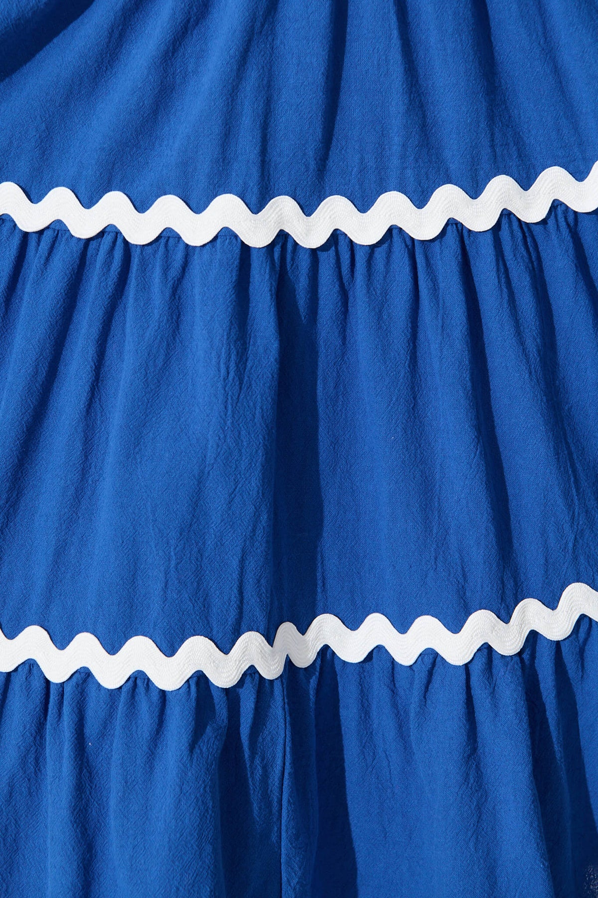 Blue Cotton Dress with White Ric Rac Trim