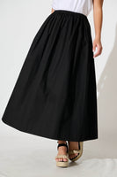 Chic Black Cotton Maxi Skirt