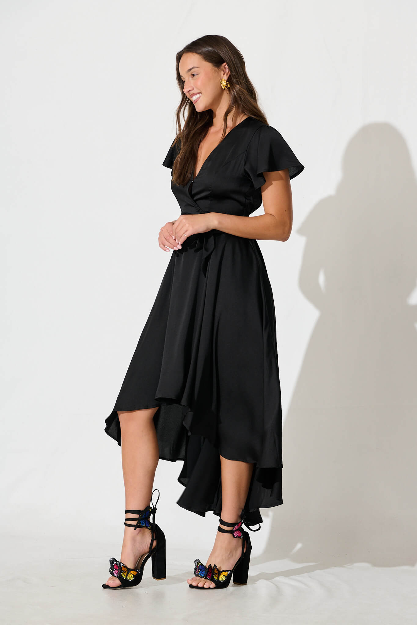 Black Satin Maxi Dress - Loulou Style
