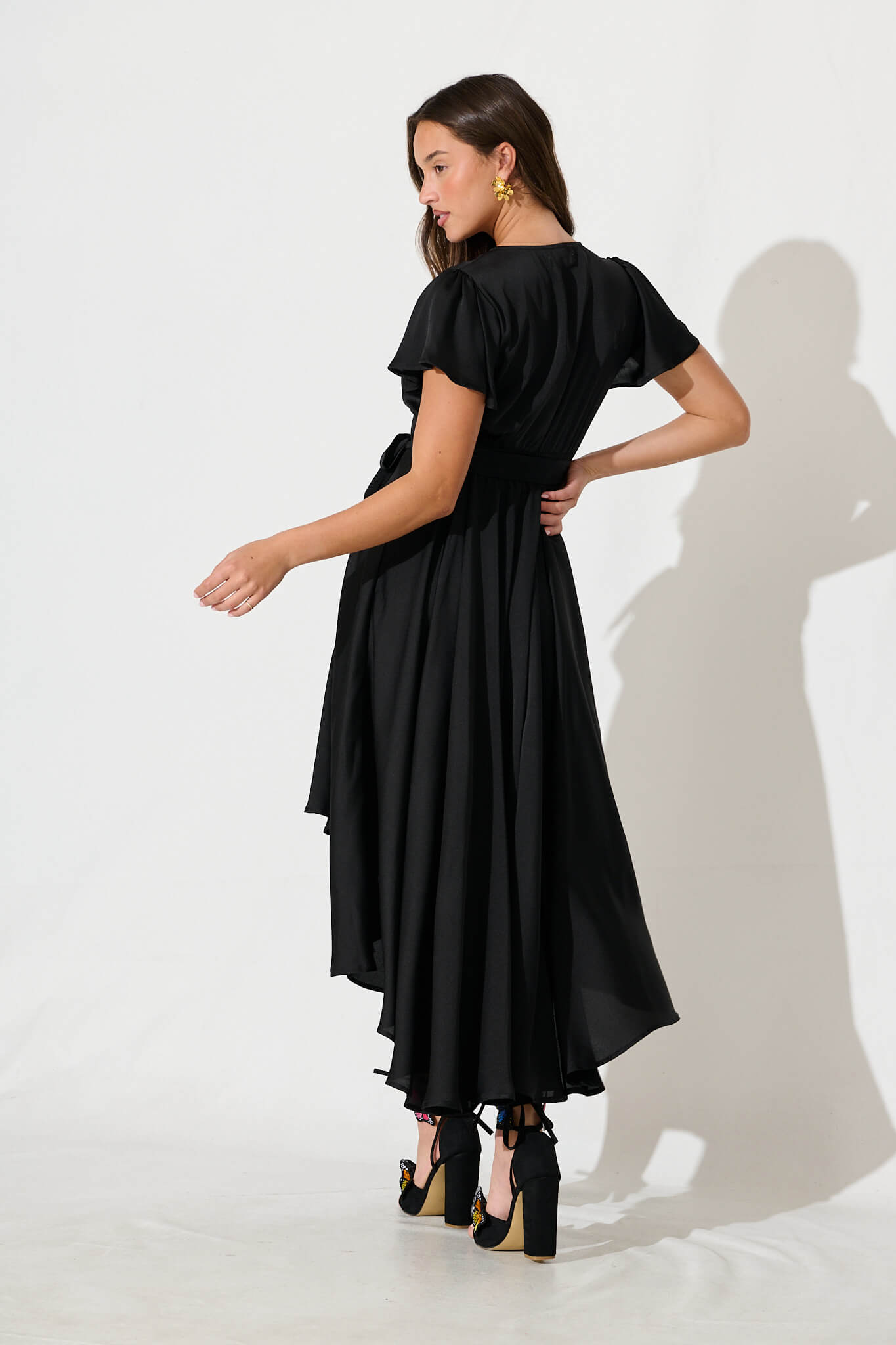 Black Satin Maxi Dress - Loulou Style