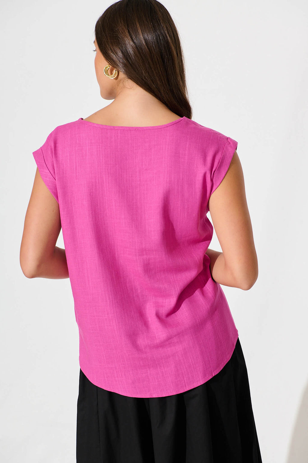 Pink Linen Blend Top