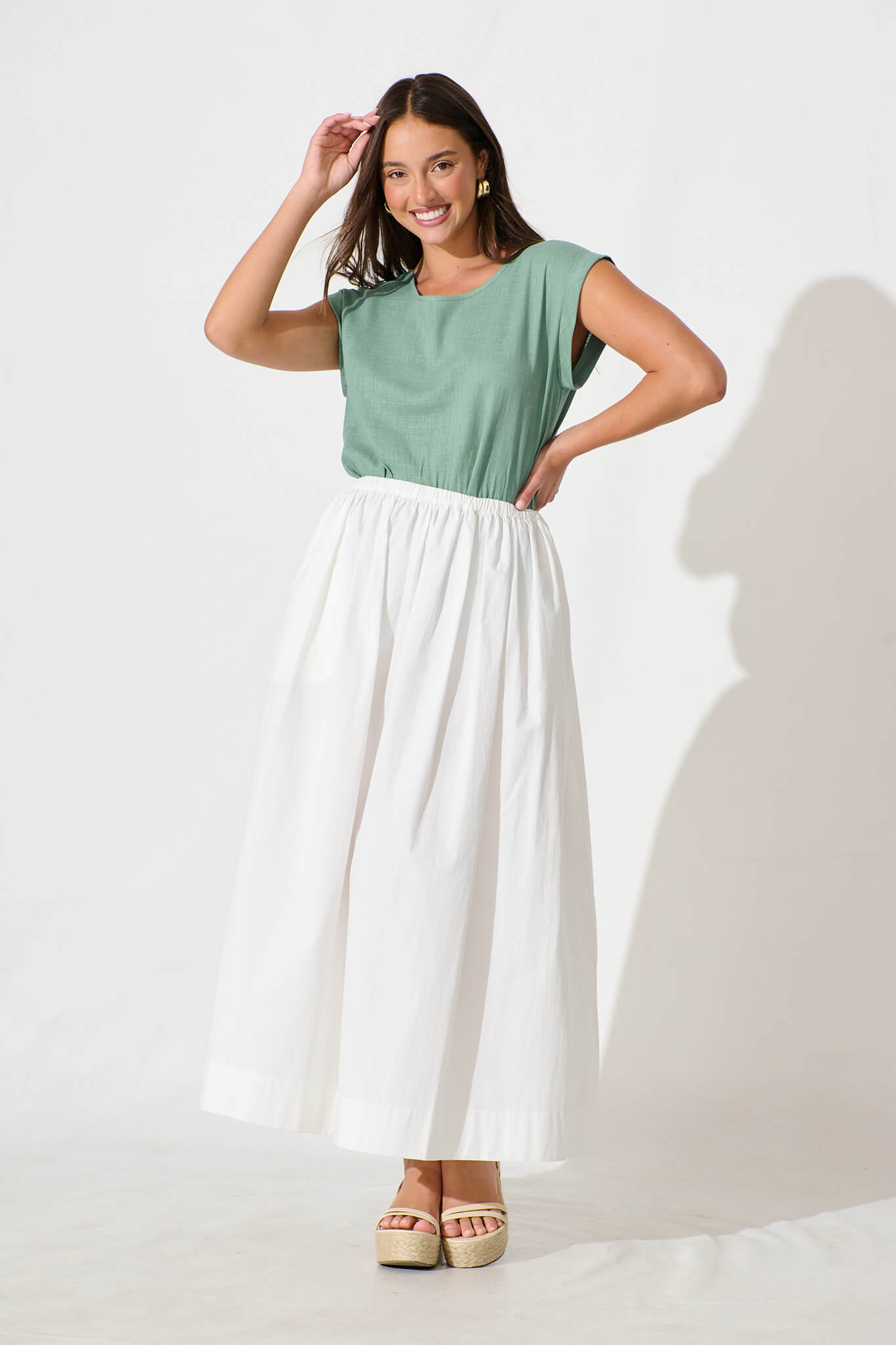 Pale Green Linen Blend Top