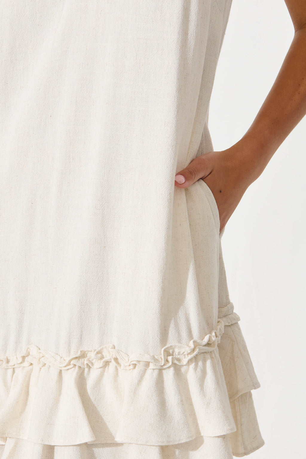 Oatmeal Linen Blend Dress - Aubrielle
