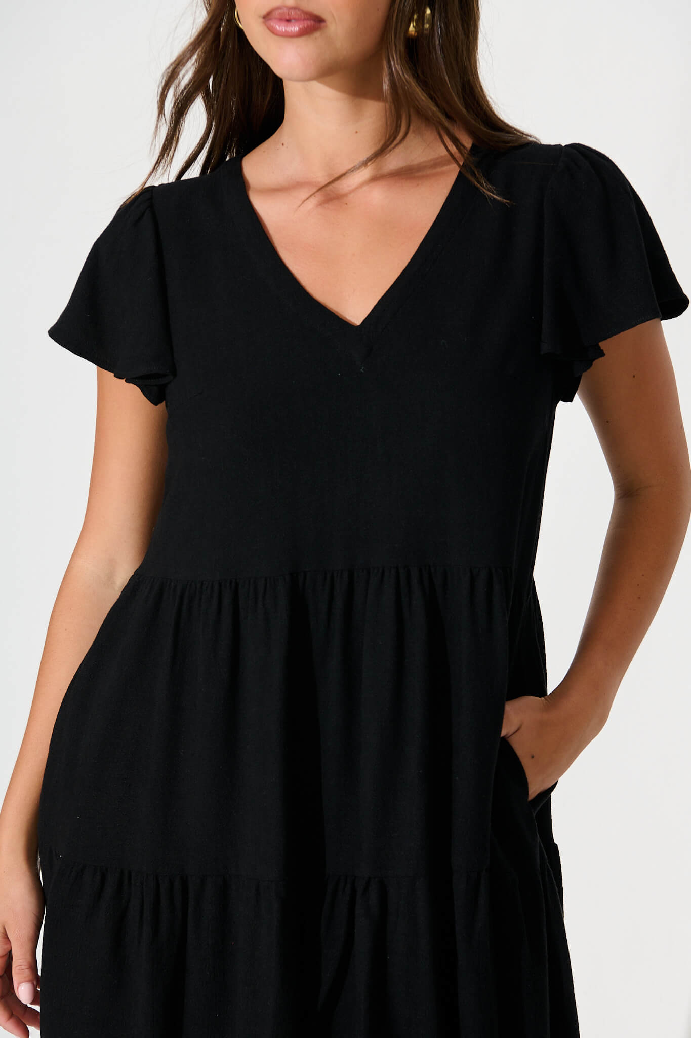 Black Linen Blend Smock Dress from Tahiti