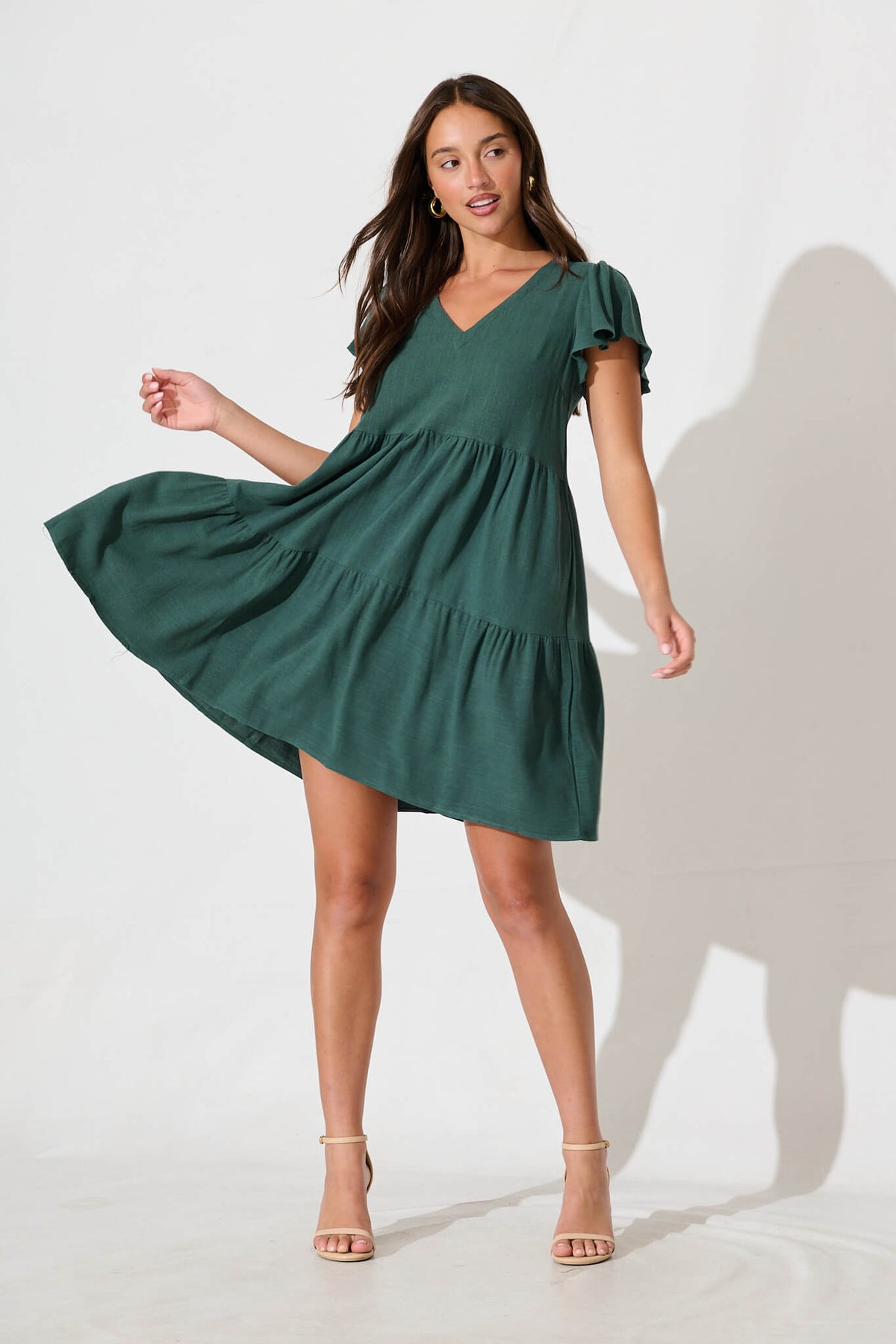 Green Linen Blend Smock Dress from Tahiti