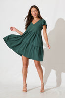 Green Linen Blend Smock Dress from Tahiti