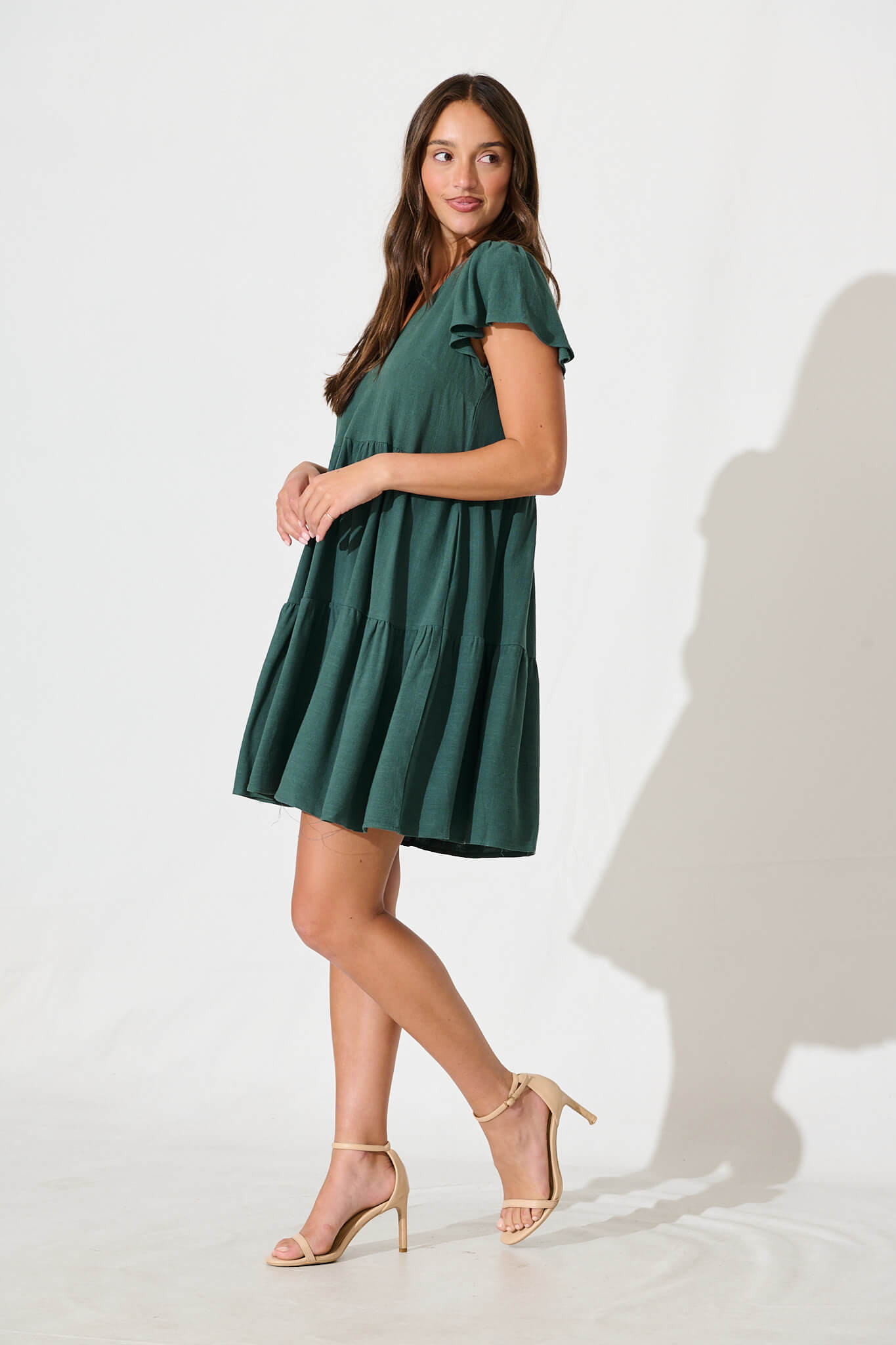 Green Linen Blend Smock Dress from Tahiti