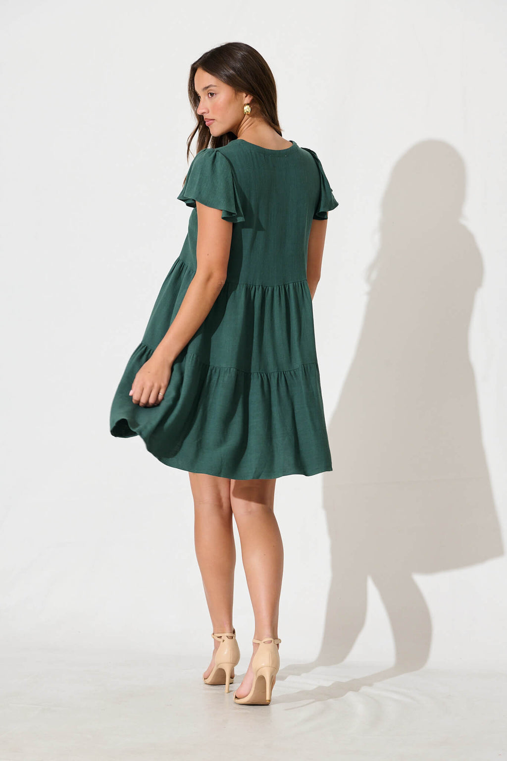 Green Linen Blend Smock Dress from Tahiti