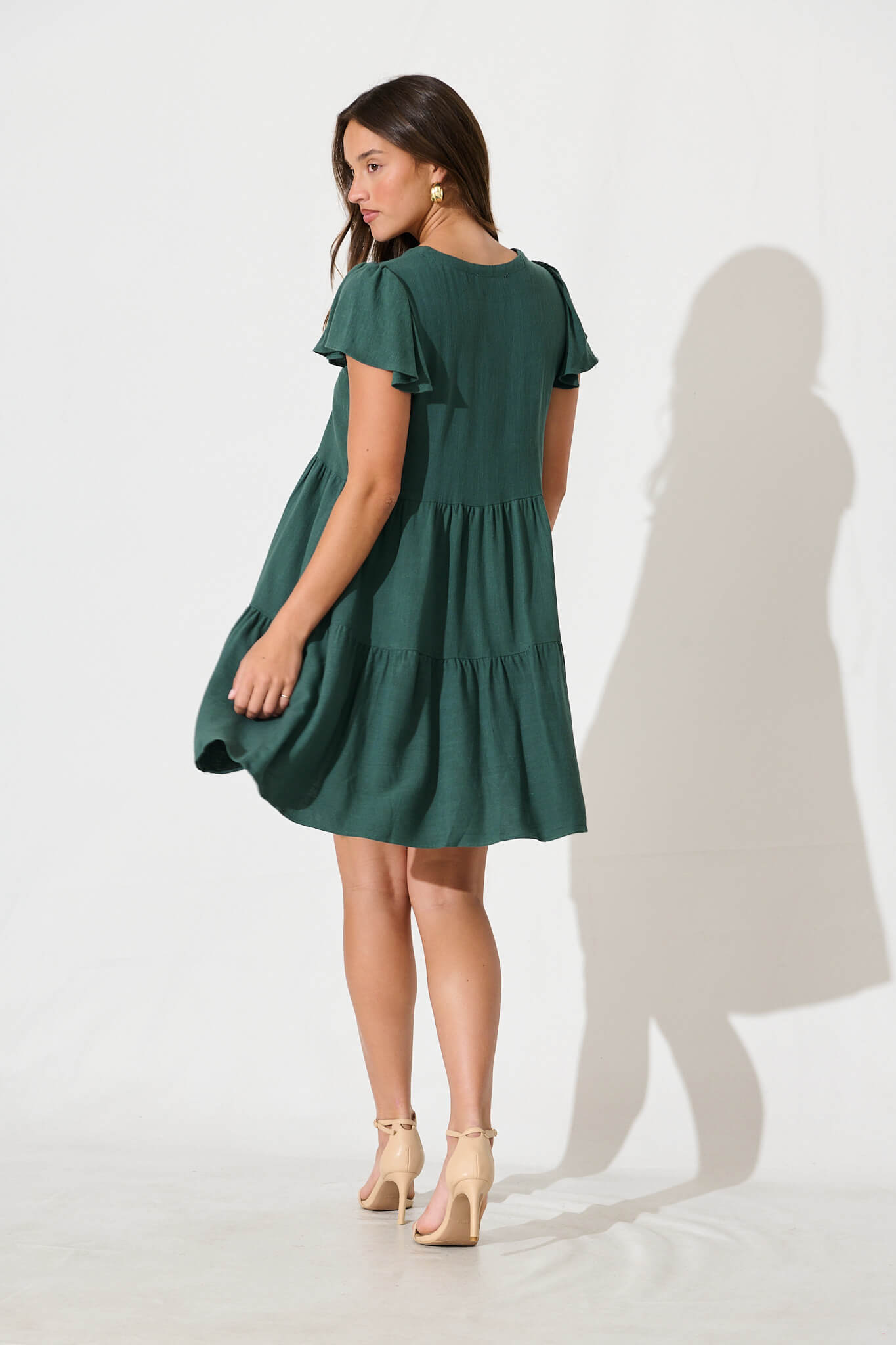 Green Linen Blend Smock Dress from Tahiti