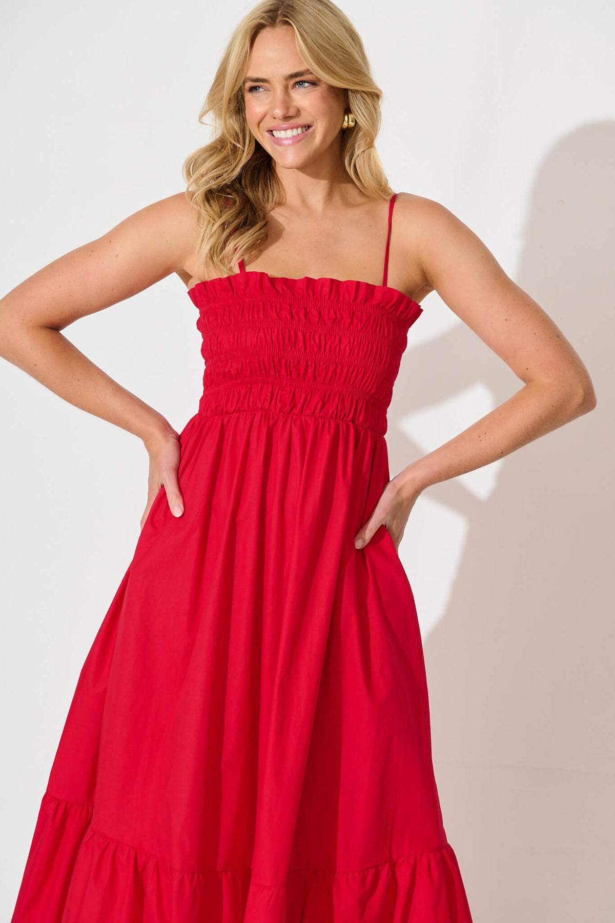 Red Cotton Maxi Dress by Santos
