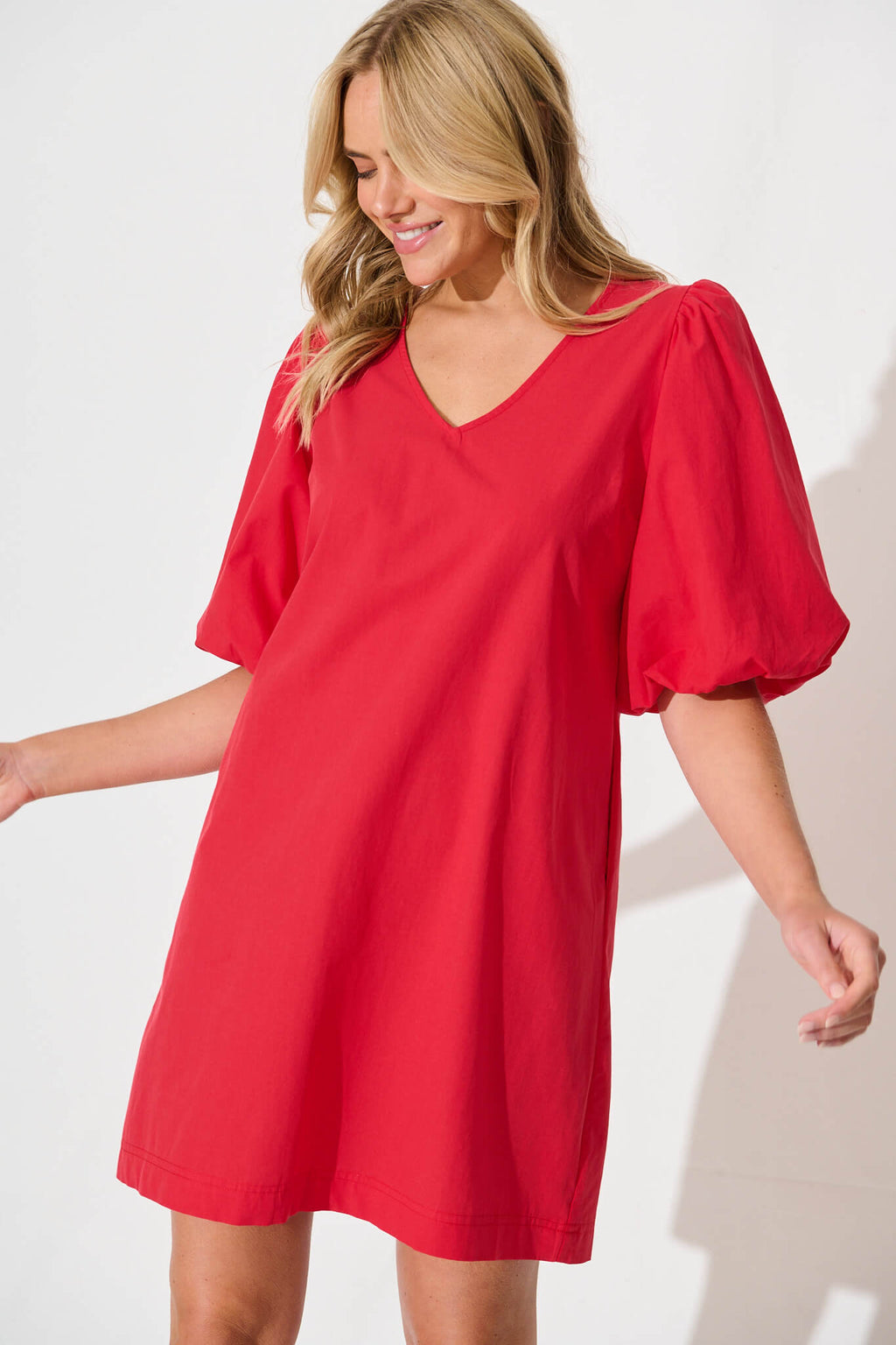 Red Cotton Ashlynn Dress