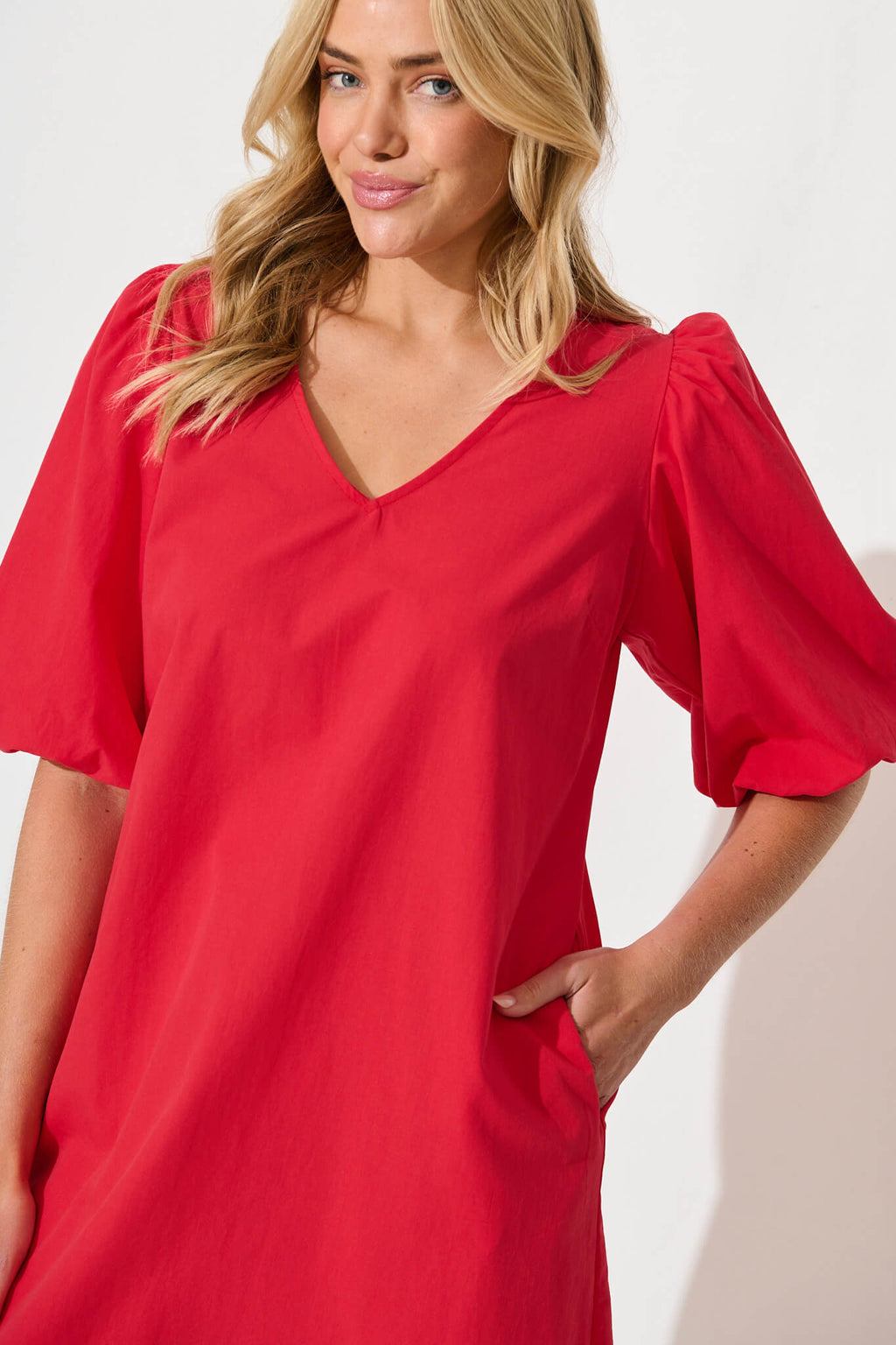 Red Cotton Ashlynn Dress