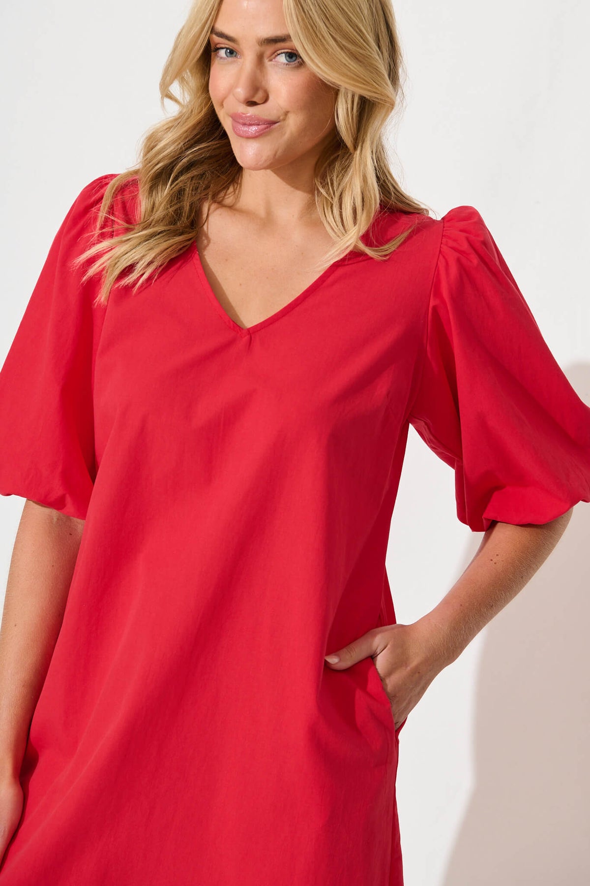 Red Cotton Ashlynn Dress