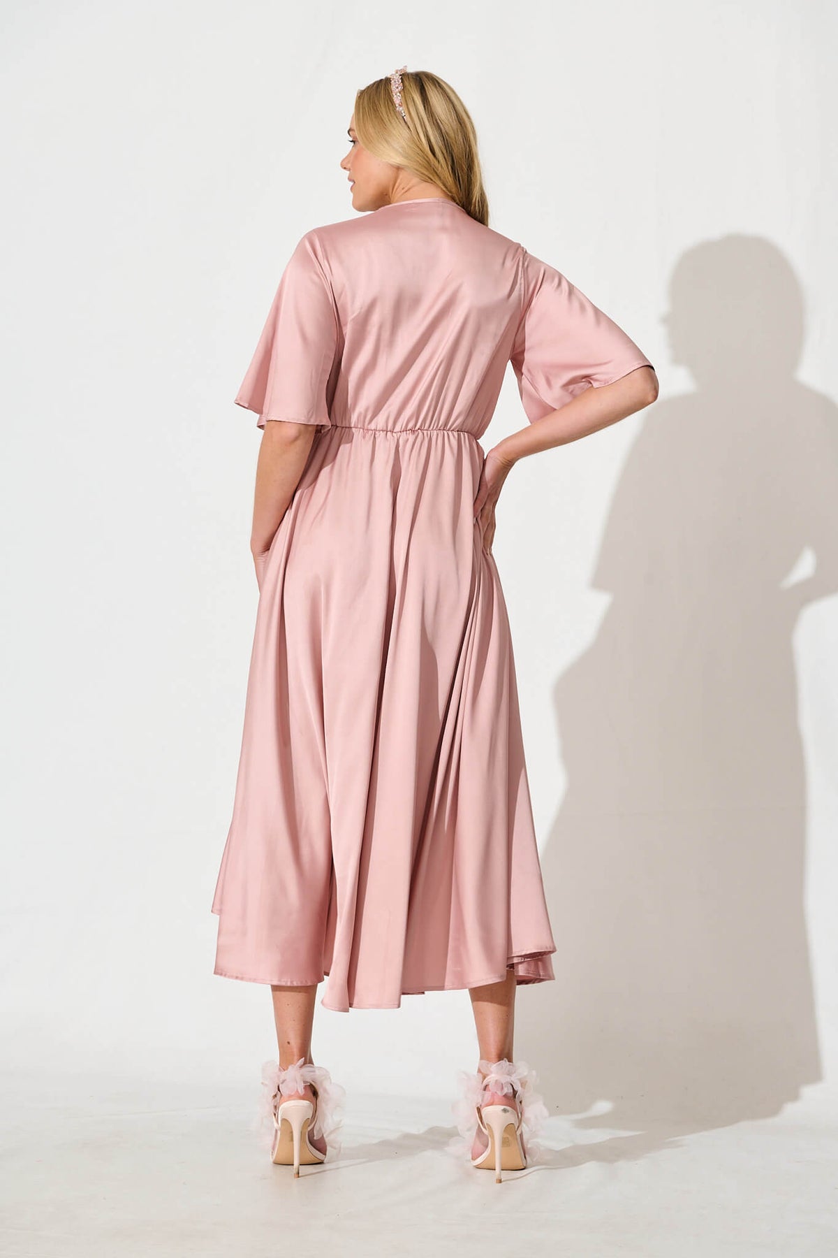 Dusty Rose Satin Maxi Dress from Helsinki