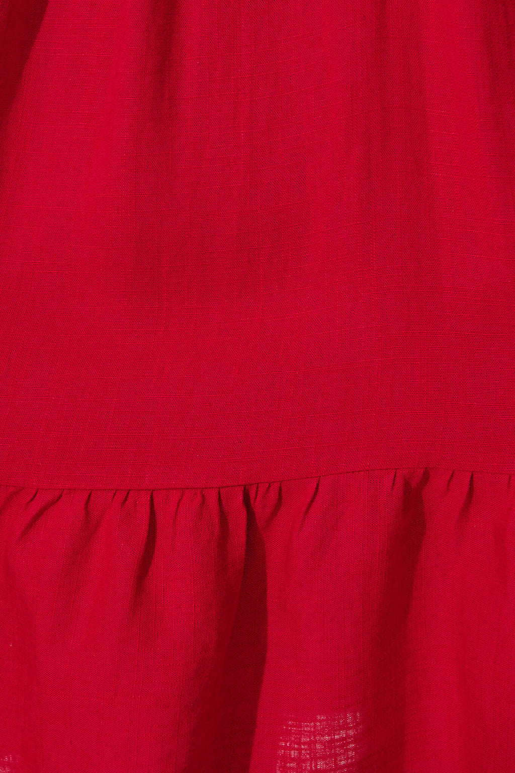 Red Linen Blend Smock Dress